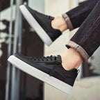 Carl - Men's Lace-Up Leather Sneakers with Side-Zip Detail