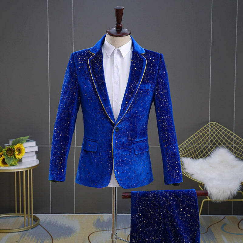 Wyatt - Men's Royal Velvet Starry Suit Set