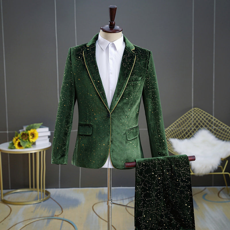 Wyatt - Men's Royal Velvet Starry Suit Set