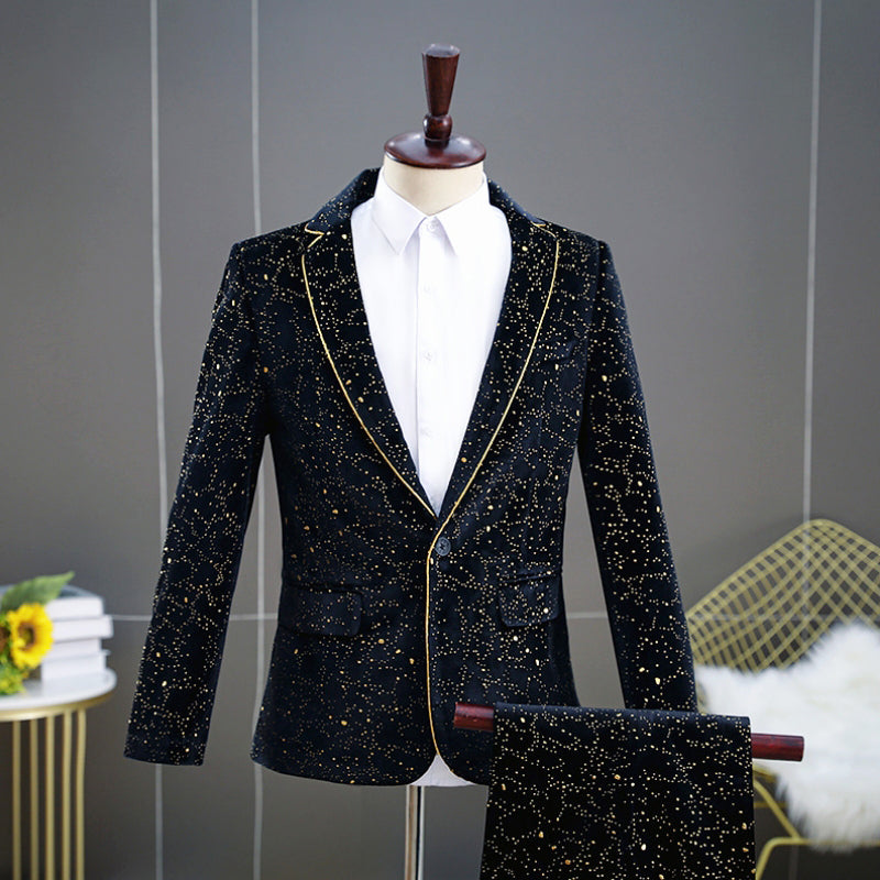 Wyatt - Men's Royal Velvet Starry Suit Set