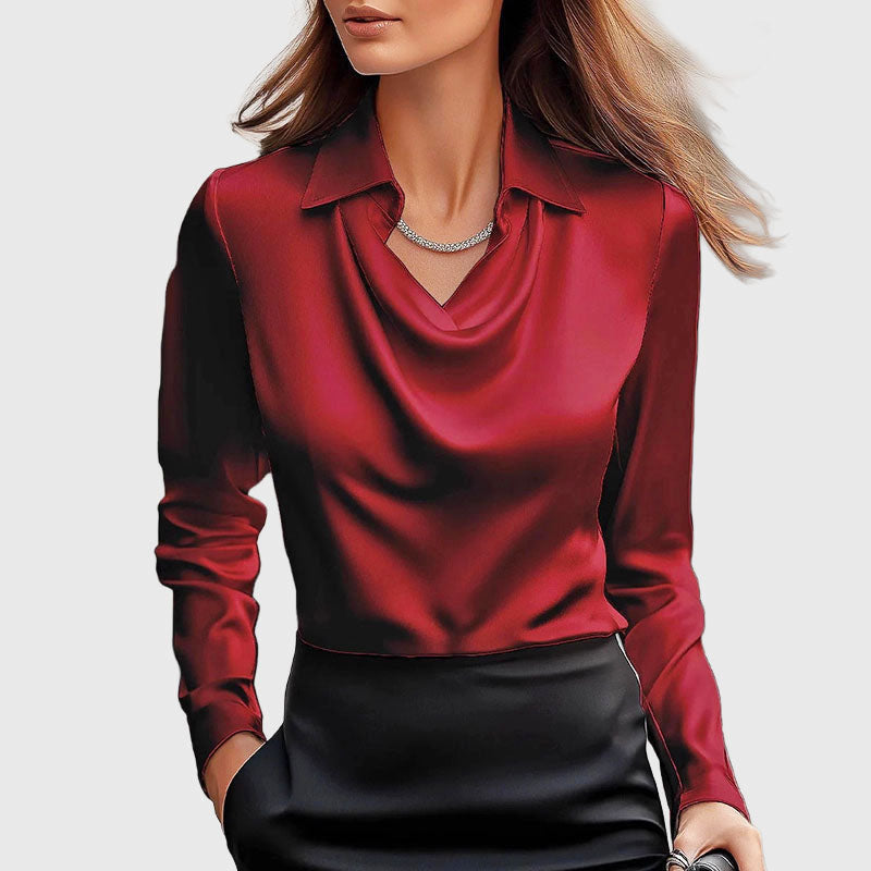 Zebby - Women's Draped Satin-Effect Blouse
