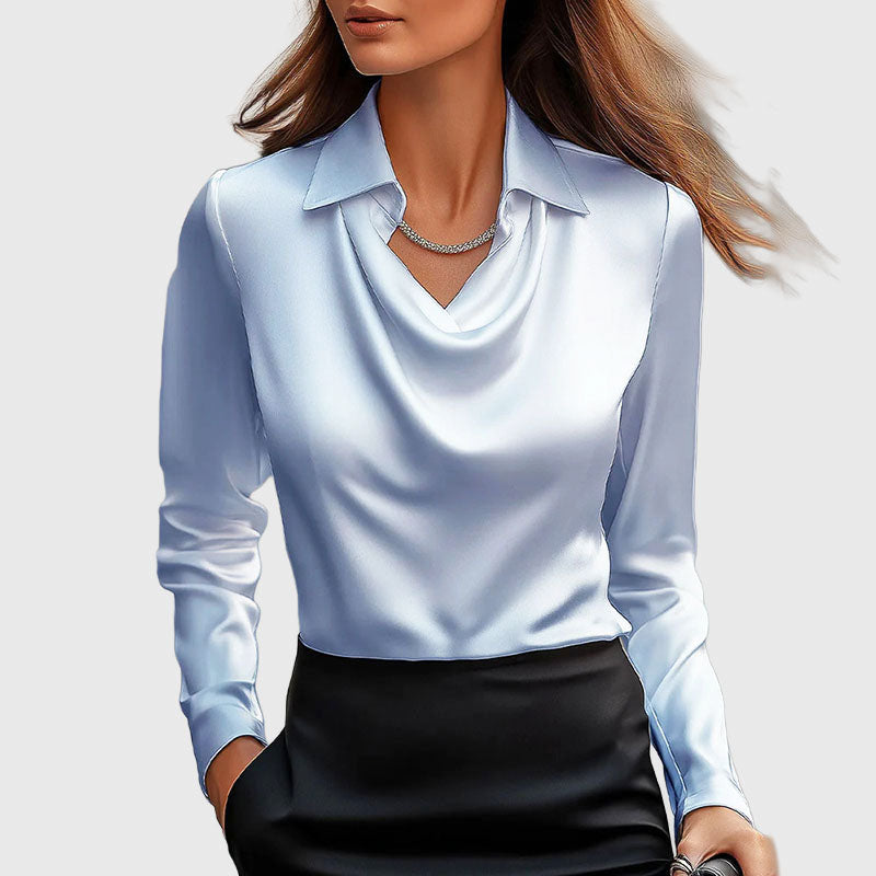 Zebby - Women's Draped Satin-Effect Blouse