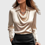 Zebby - Women's Draped Satin-Effect Blouse