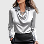 Zebby - Women's Draped Satin-Effect Blouse