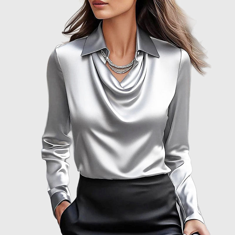 Zebby - Women's Draped Satin-Effect Blouse