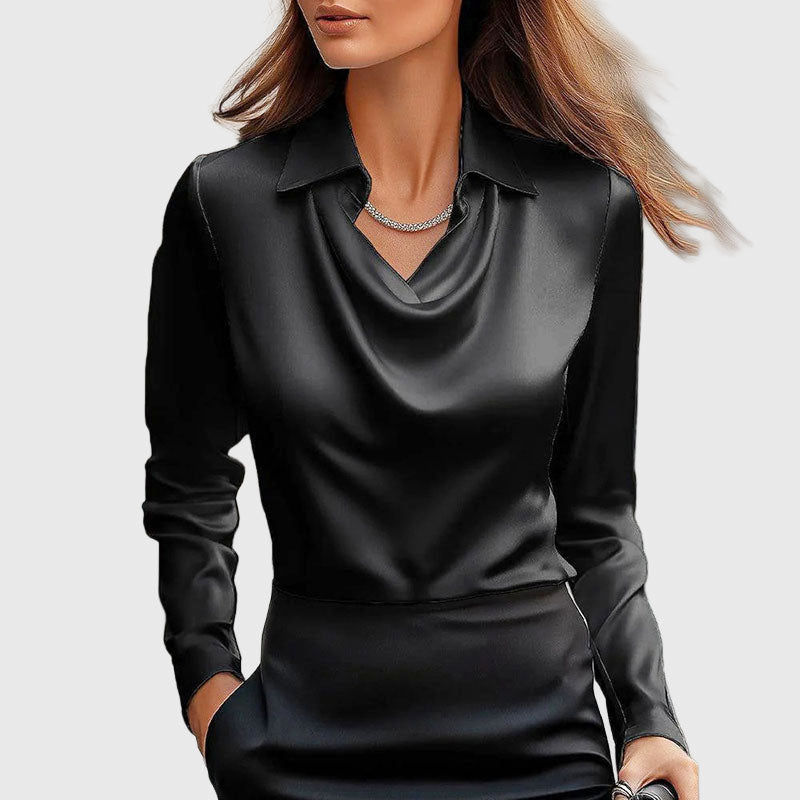Zebby - Women's Draped Satin-Effect Blouse