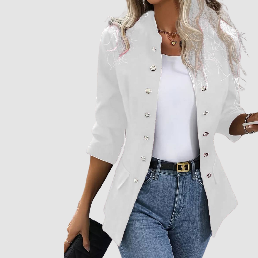 Adalyn - Women's Double-Breasted Blazer with Silver Buttons