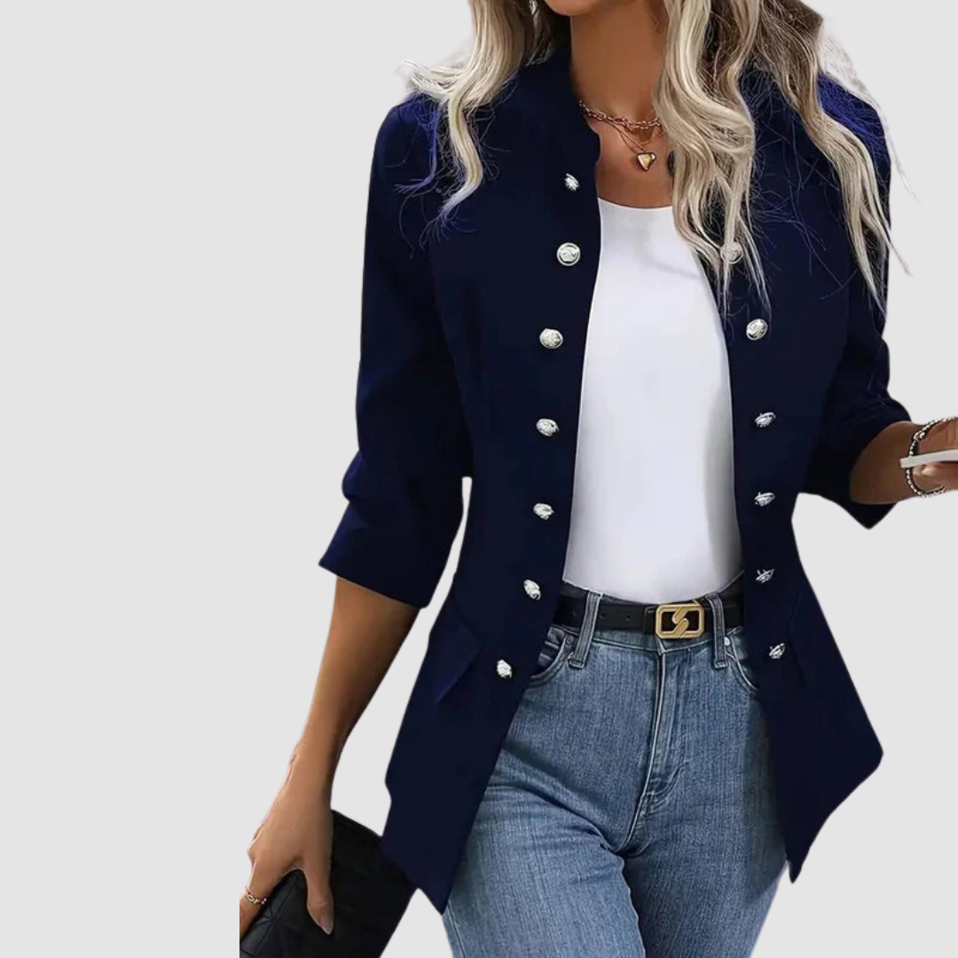 Adalyn - Women's Double-Breasted Blazer with Silver Buttons