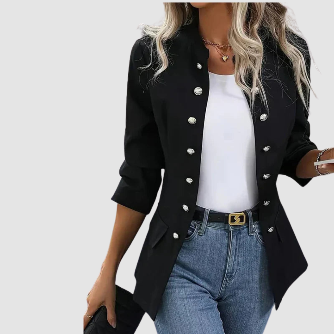 Adalyn - Women's Double-Breasted Blazer with Silver Buttons