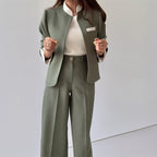 Adelaide - Women's Oversized Collarless Blazer & Pleated Trouser Suit