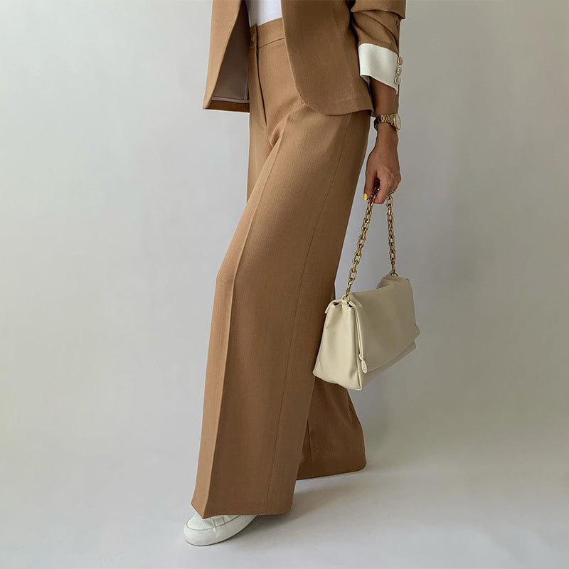 Adelaide - Women's Oversized Collarless Blazer & Pleated Trouser Suit