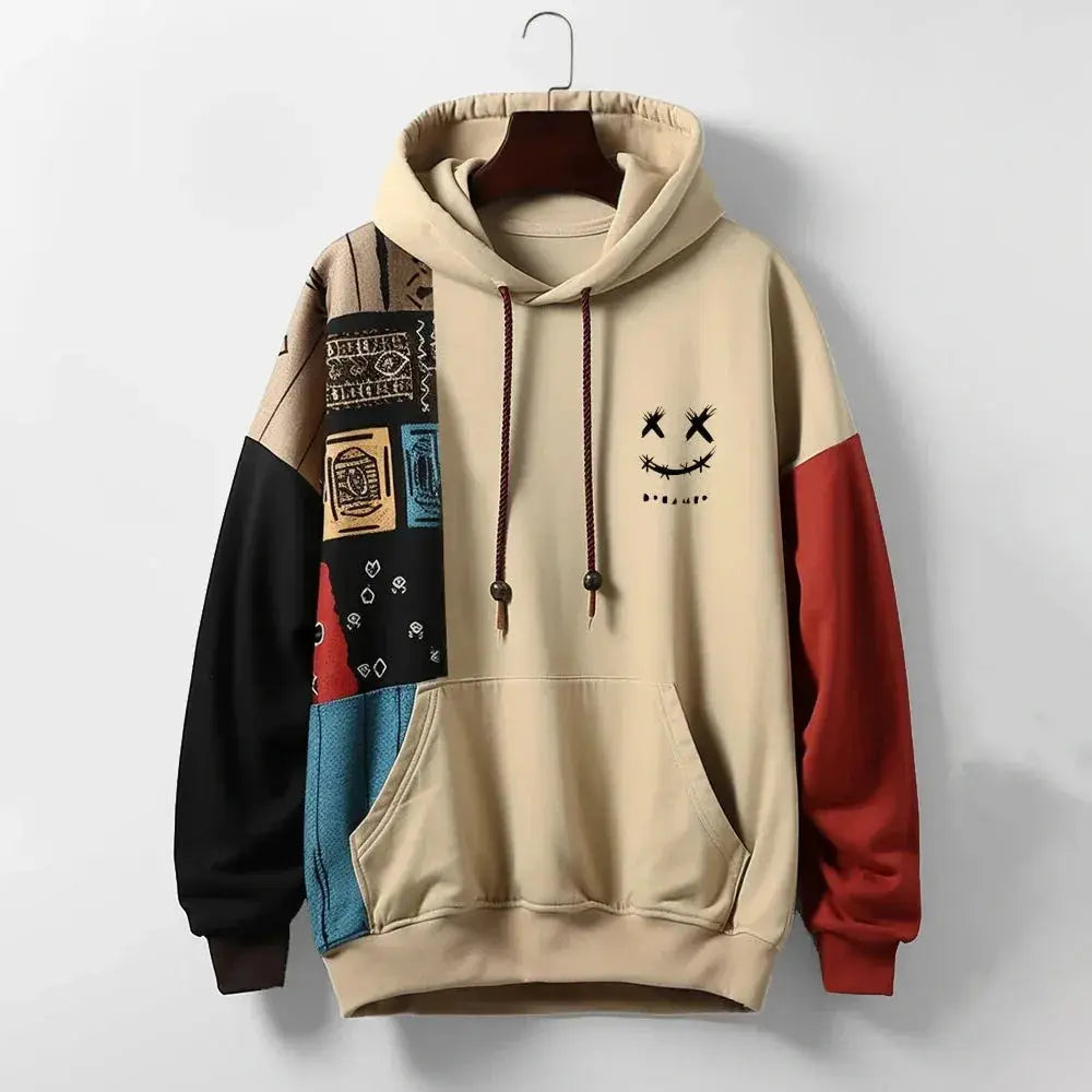 Aiden - Men's Color-Block Patchwork Hoodie with Drawstring Hood