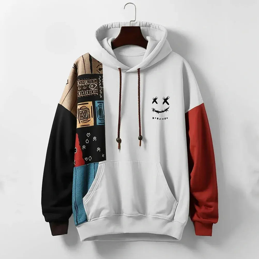Aiden - Men's Color-Block Patchwork Hoodie with Drawstring Hood