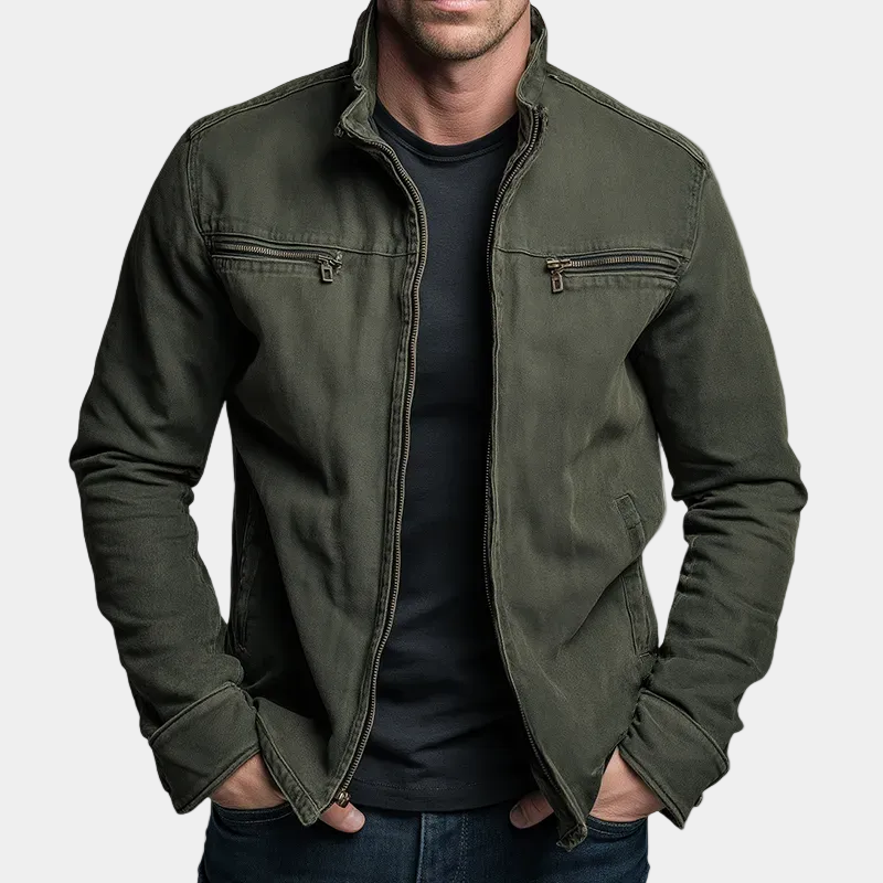 Ainsley - Men's Vintage Zip Jacket with Chest Pockets