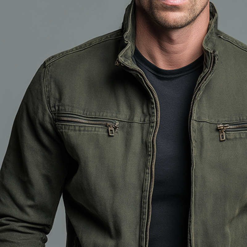 Ainsley - Men's Vintage Zip Jacket with Chest Pockets