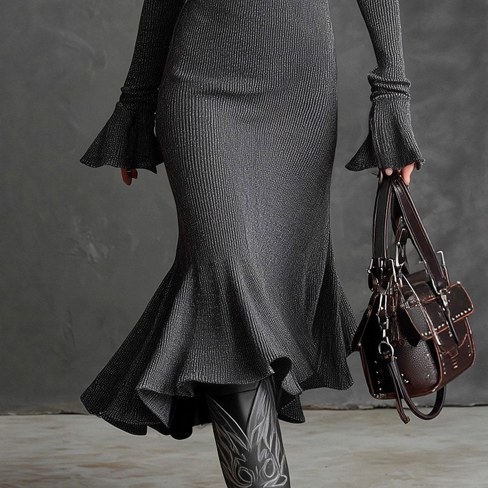 Alanna - Women's Long Sleeve Mermaid Knit Dress 8