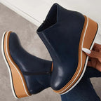 Allison - Women's Platform Wedge Ankle Boots with Zip Closure