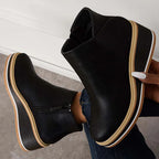 Allison - Women's Platform Wedge Ankle Boots with Zip Closure