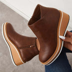 Allison - Women's Platform Wedge Ankle Boots with Zip Closure