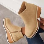 Allison - Women's Platform Wedge Ankle Boots with Zip Closure