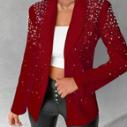 Amara - Women's Pearl-Embellished Tailored Blazer