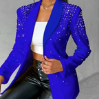 Amara - Women's Pearl-Embellished Tailored Blazer