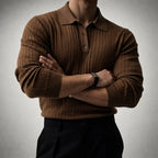 Andrew - Men's Ribbed Knit Polo with Button Collar