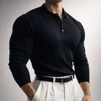 Andrew - Men's Ribbed Knit Polo with Button Collar