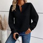 Annabel - Women's Quilted Deep V-Neck Sweater