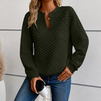 Annabel - Women's Quilted Deep V-Neck Sweater