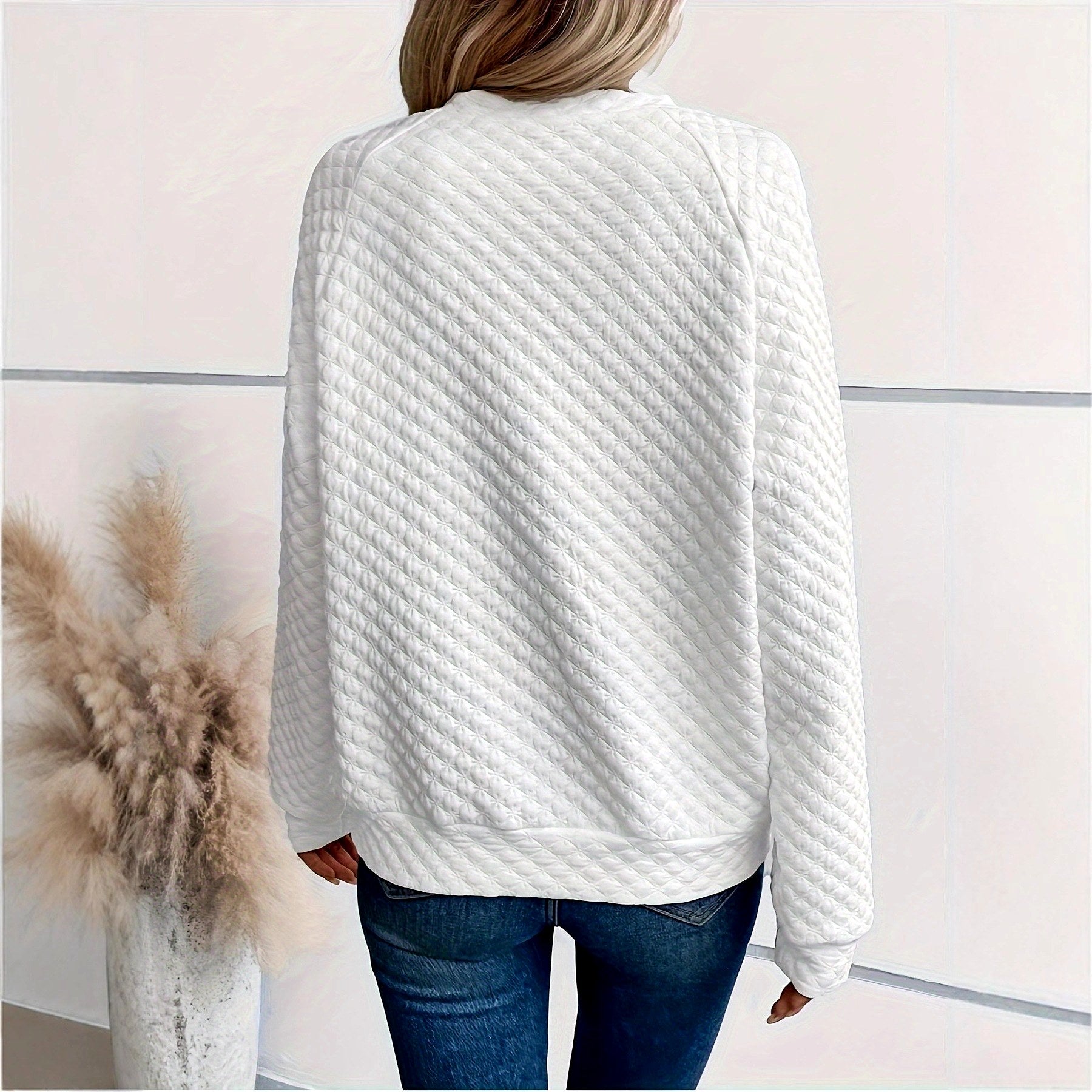 Annabel - Women's Quilted Deep V-Neck Sweater 8