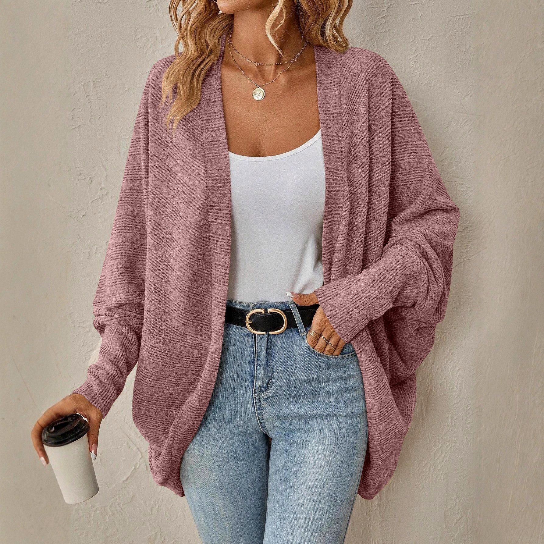 Anneliese - Women's Ribbed Batwing Sleeve Cardigan 2