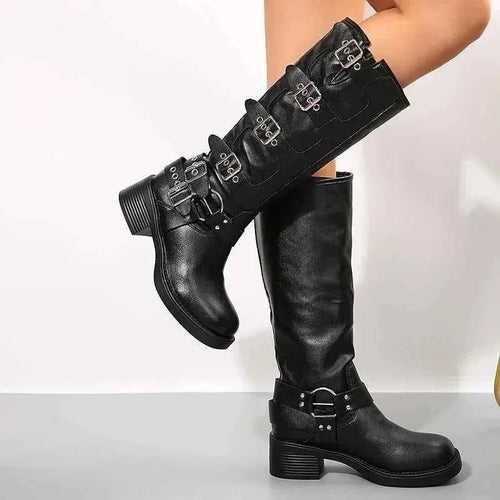 Annie - Women's Buckle Knee-High Boots