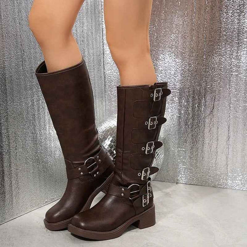 Annie - Women's Buckle Knee-High Boots