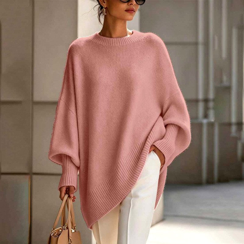 Antonia - Women's Round Neck Batwing Oversized Sweater 4