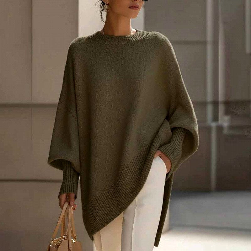 Antonia - Women's Round Neck Batwing Oversized Sweater 6