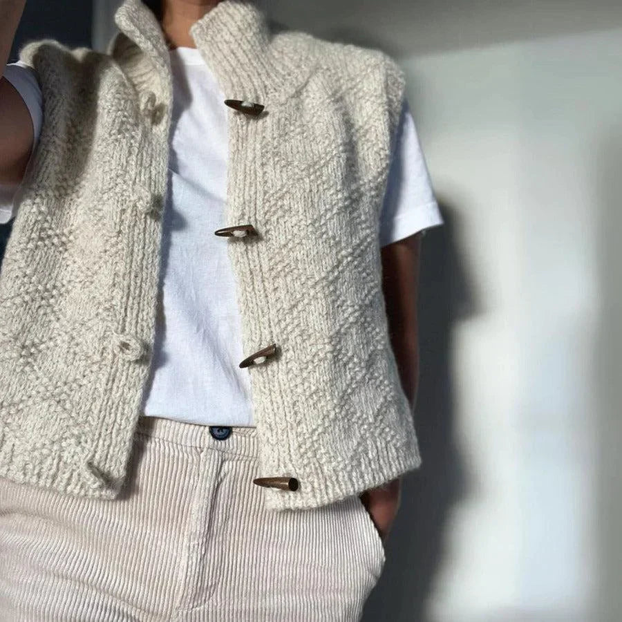 Ariella - Women's Button-Front Knit Vest with Ribbed Texture