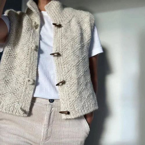 Ariella - Women's Button-Front Knit Vest with Ribbed Texture