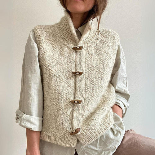 Ariella - Women's Button-Front Knit Vest with Ribbed Texture