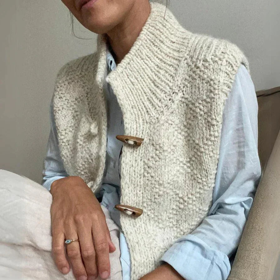 Ariella - Women's Button-Front Knit Vest with Ribbed Texture