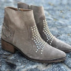 Arleth - Women's Studded Ankle Boots with Side Zip