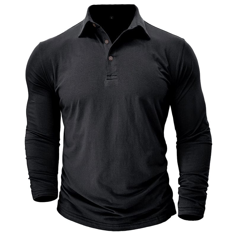 Arthur - Men's Long-Sleeve Polo with Buttoned Collar