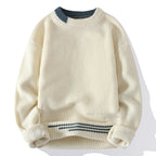 Asher - Men's Ribbed Crewneck Sweater with Contrast Collar