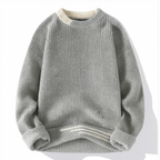 Asher - Men's Ribbed Crewneck Sweater with Contrast Collar