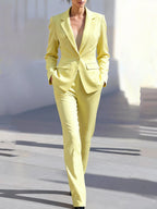 Aveline - Women's Notched Lapel Blazer and Pants Suit Set 1