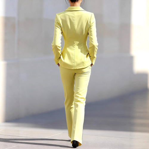 Aveline - Women's Notched Lapel Blazer and Pants Suit Set 2
