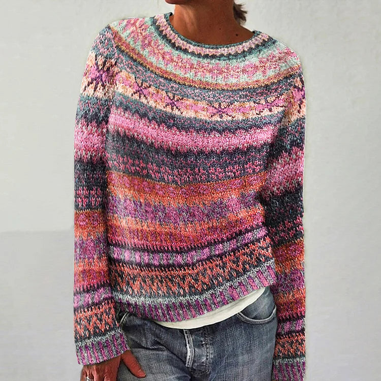 Beatrice - Women's Striped Crew Neck Pullover