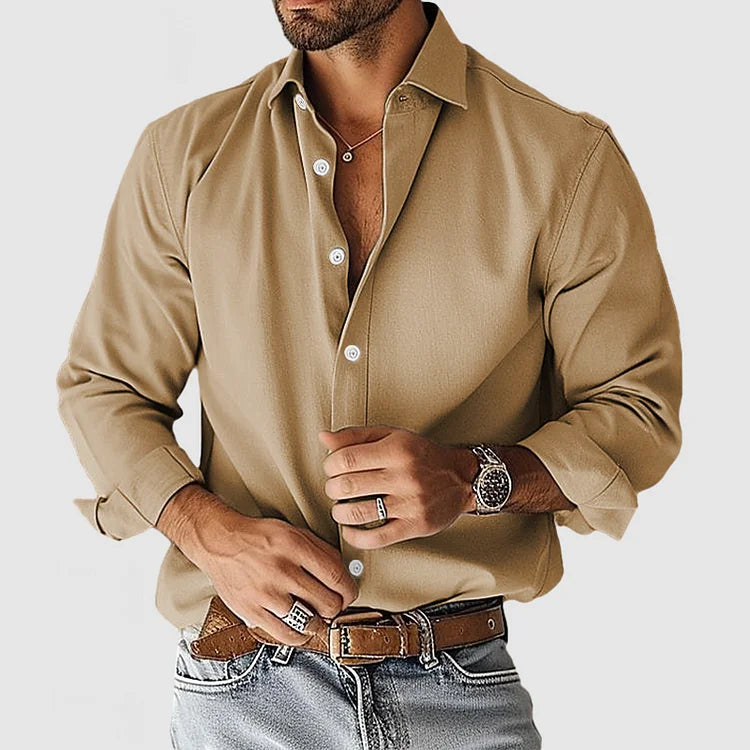 Beckett - Men's Button-Front Solid Shirt