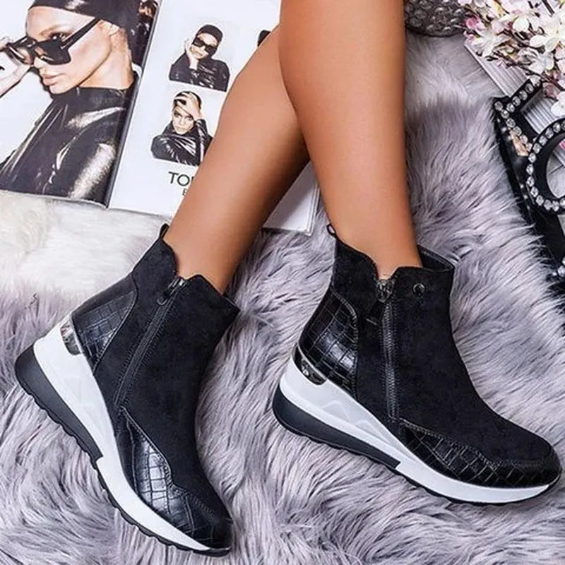 Bella - Women's Fleece-Lined Platform Ankle Boots