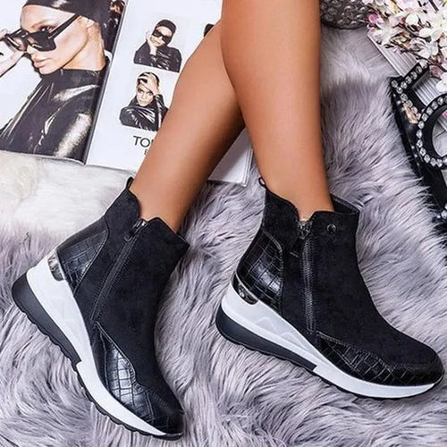 Bella - Women's Fleece-Lined Platform Ankle Boots